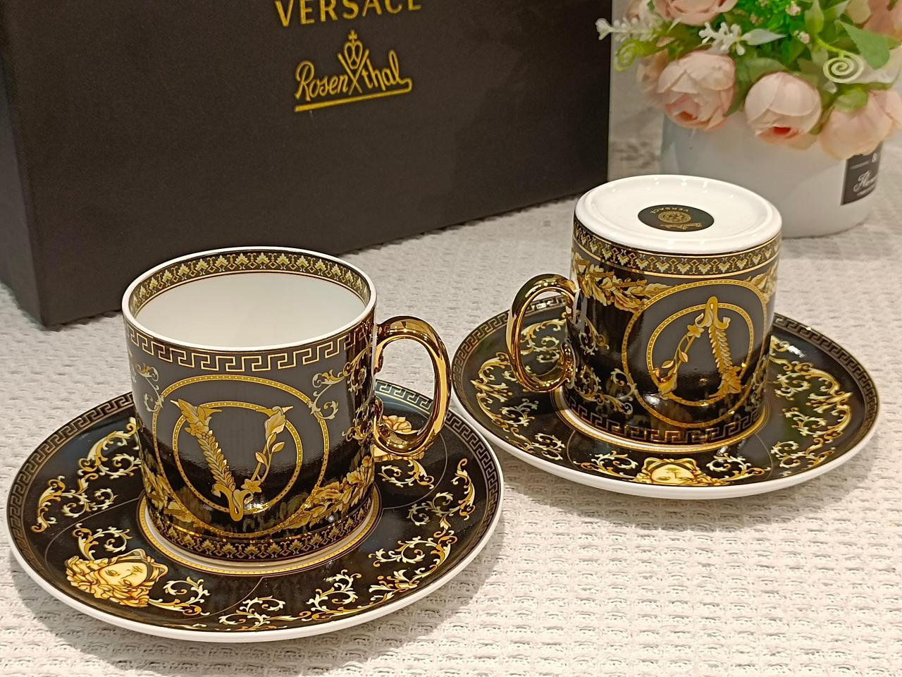 Versace Tea set of two cups many colors available